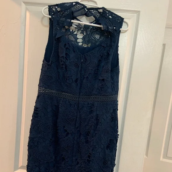 chinese dress ladies Palm Springs Lace Overlay Maxi Dress Blue Selfie Leslie